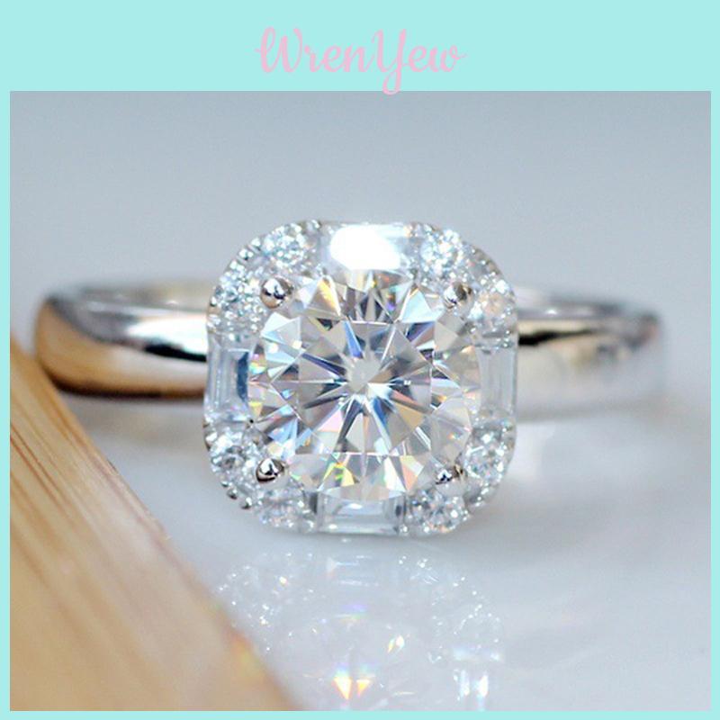Stylish Women's Silver Plated Wedding Ring Featuring Square Simulated Zircon