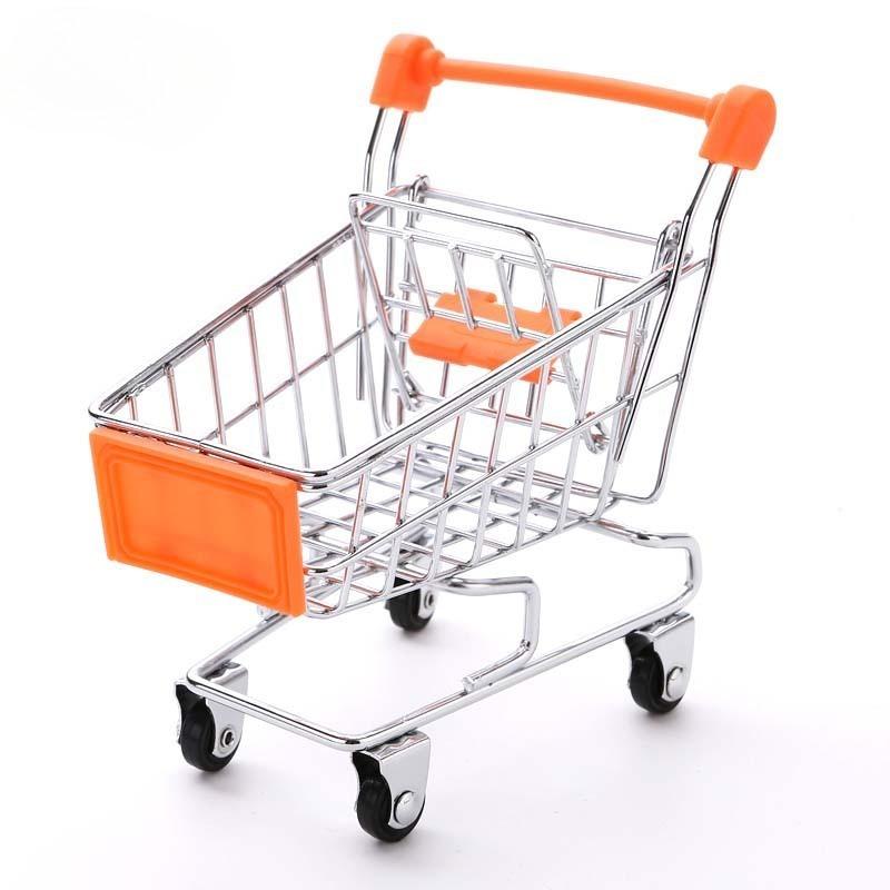 1:48 Mini Supermarket Shopping Trolley Cart Desktop Model Children's Toys Home Decoration Miniature
