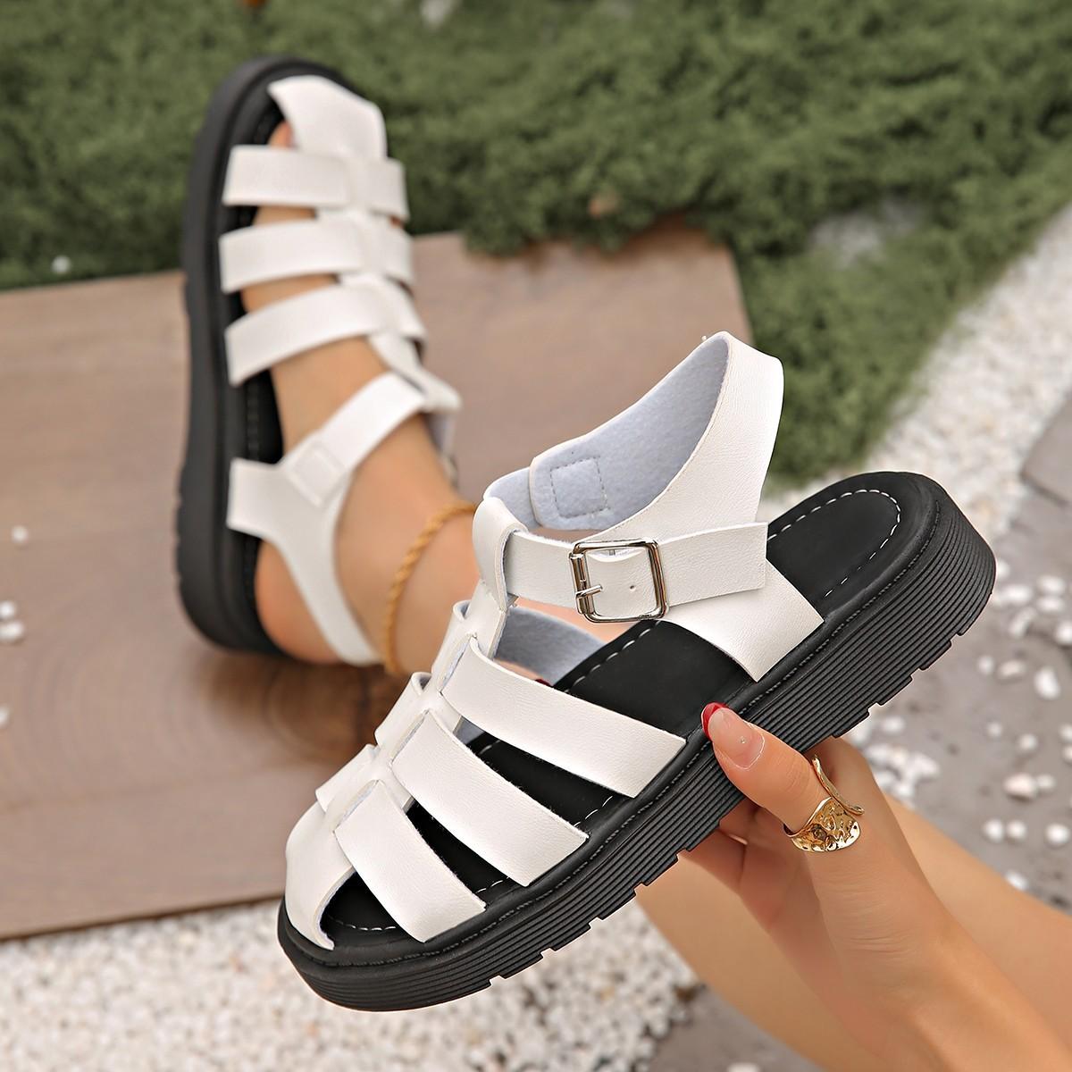 

Sandals women s spring and summer new Baotou empty woven women s sandals fashionable large size flat sandals 36