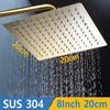 Rushed Gold Rainfall Shower Head 8"/10"/12" Inch Square Round 304 Stainless Steel Bathroom Faucet Rain Top Ceiling Showers Heads