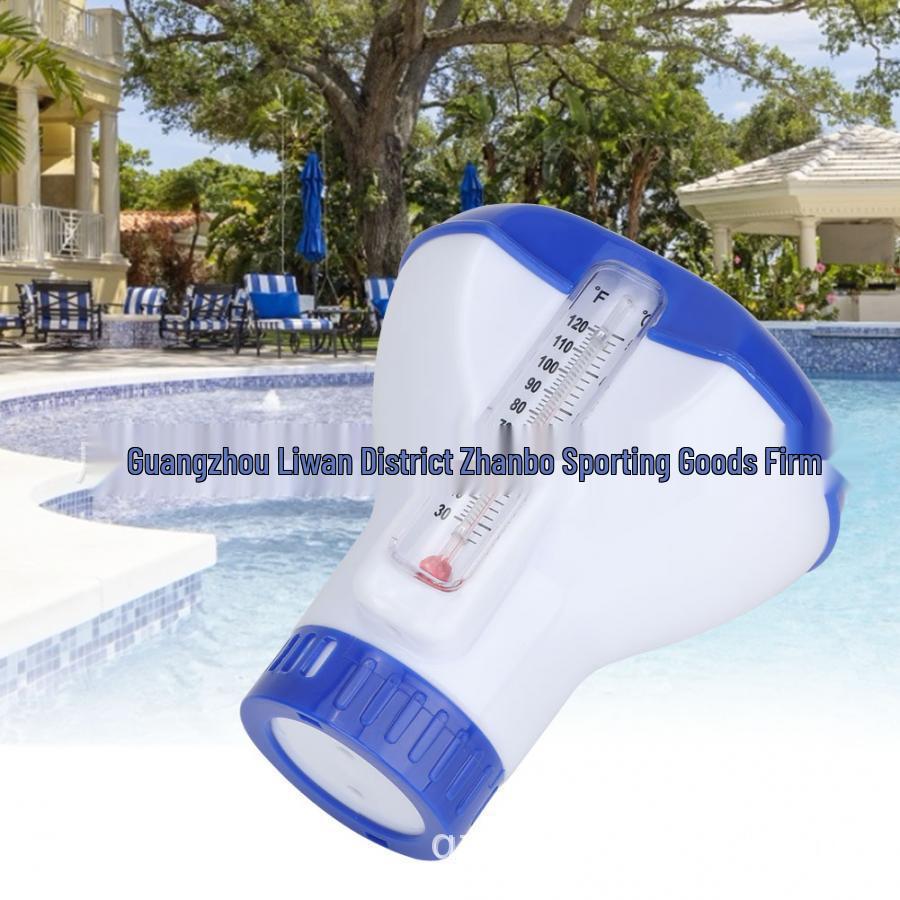 

5-Inch Pool Chlorine Tablet Dispenser with Thermometer - Automatic Floating Disinfectant Medicator
