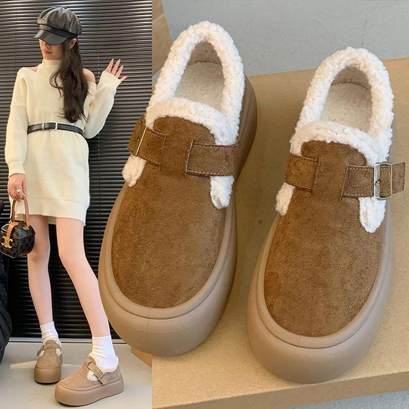 Winter Thick-soled Velvet Thickened Snow Boots Women's New Versatile Muffin Cotton Shoes Fluff