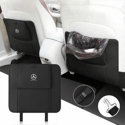 Skórzana Mata Ochronna na Tył Siedzenia Samochodowego Przeciw Kopnięciom z Kieszeniami do Przechowywania Dla Mercedes Benz AMG W204 W205 W212 W213 W221 W177 W246 GLA GLC WE3