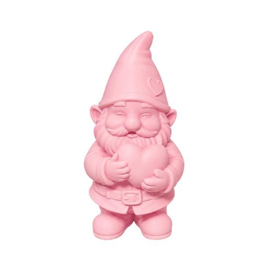 Sweet Atmosphere Ornament 3D Printed Garden Gnome Statue Holding Heart, Cute Pink Figurine, Weather-Resistant Indoor Burr-free Sculpture and Outdoor,