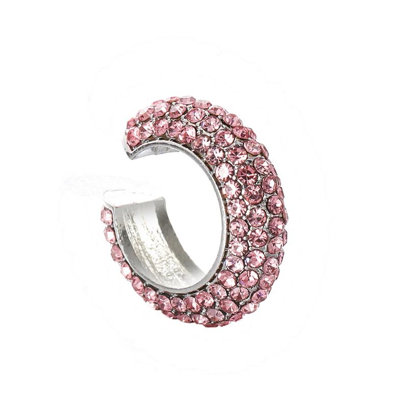 Fashion C Shape Round Cartilage Clip Earrings For Women Fake No Pierced Earrings Crystal Rhinestone Geometric Jewelry Gold