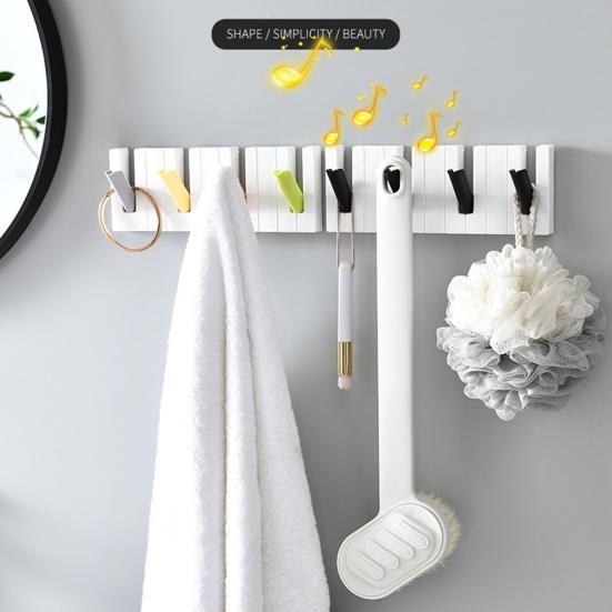 Wall Hook Piano Shape Storage Hook 45 Degree Foldable Hanging Hook for Clothes Hats Bags Keys Towels