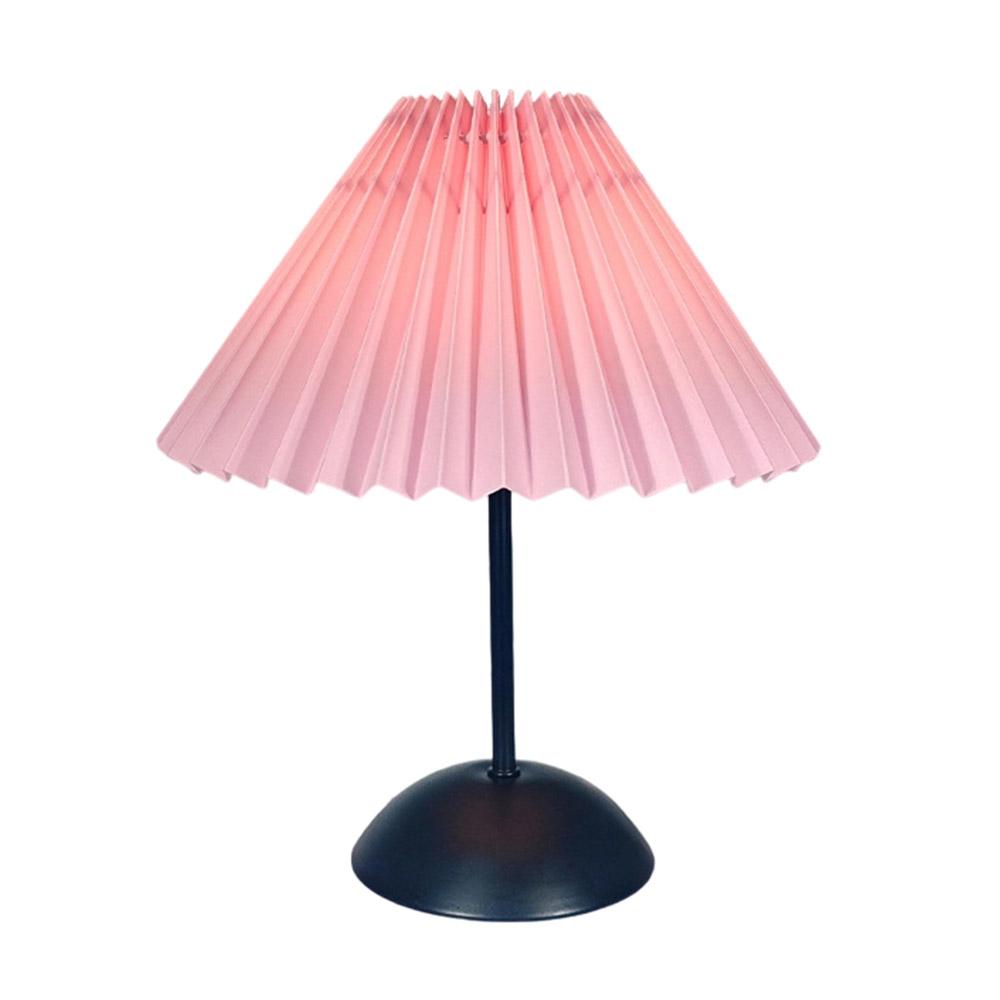 Pleated Table Lamp Single Color Warm Light Bedside Light USB Powered Night Light with Metal Base for Bedroom