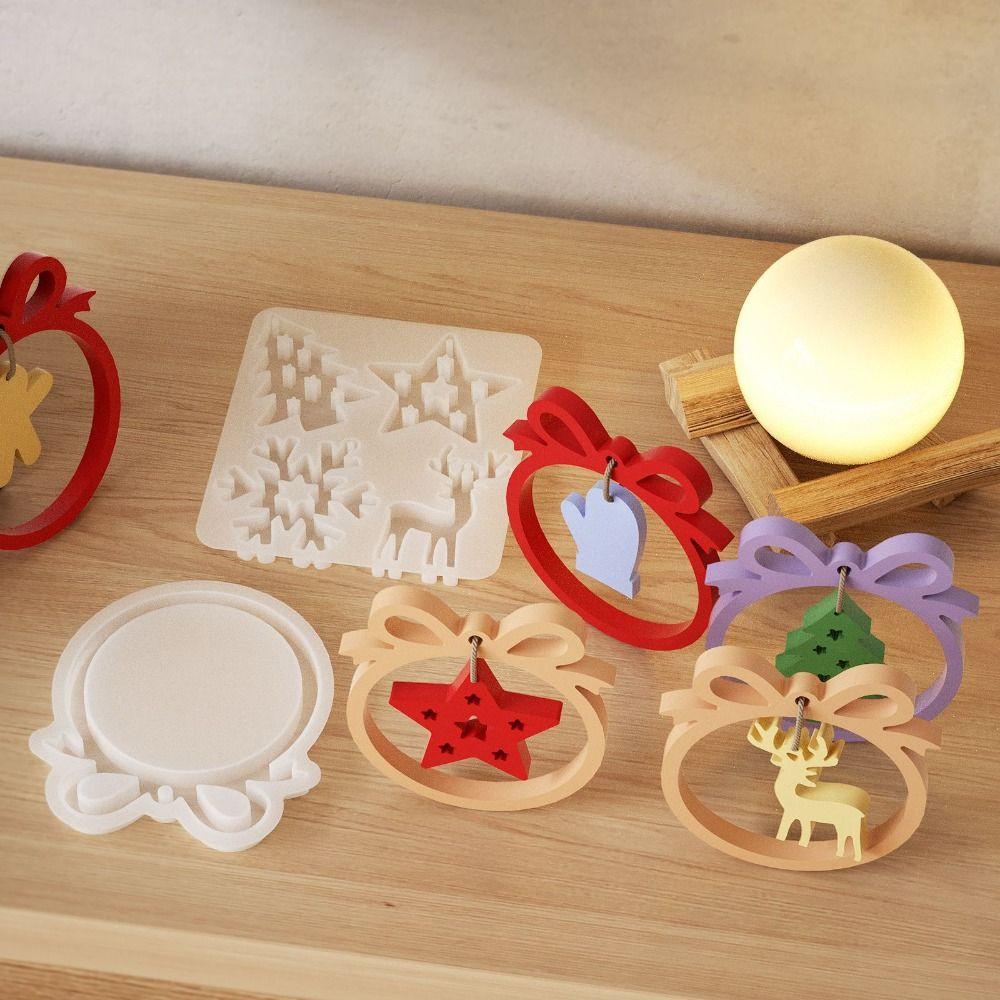 Weihnachtsserie Hängeanhänger Silikonform DIY Resin Gipsform Weihnachtsbaum Hirsch Handschuhe Schneeflocke Heimdeko Zubehör