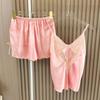 Women's Pajamas Summer Sexy K-style Thin Loose and Cute Ice Silk Strap Night Dress Shorts Two-piece Set Home Wear