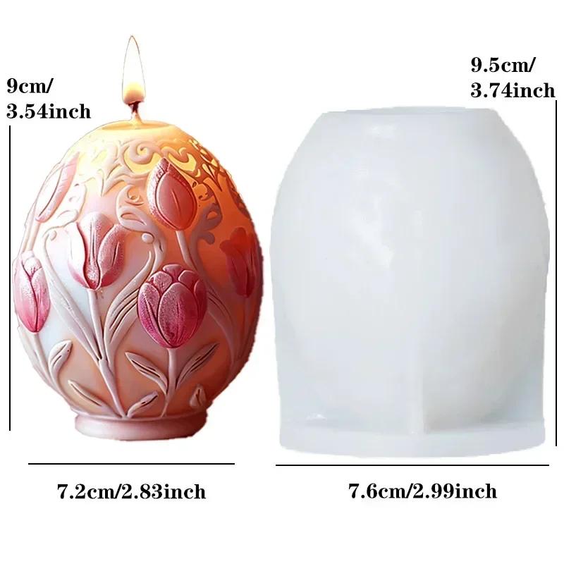 3D Rabbit plant relief egg candle silicone mold Easter rabbit flower plant relief egg resin mould Easter relief egg gypsum molds