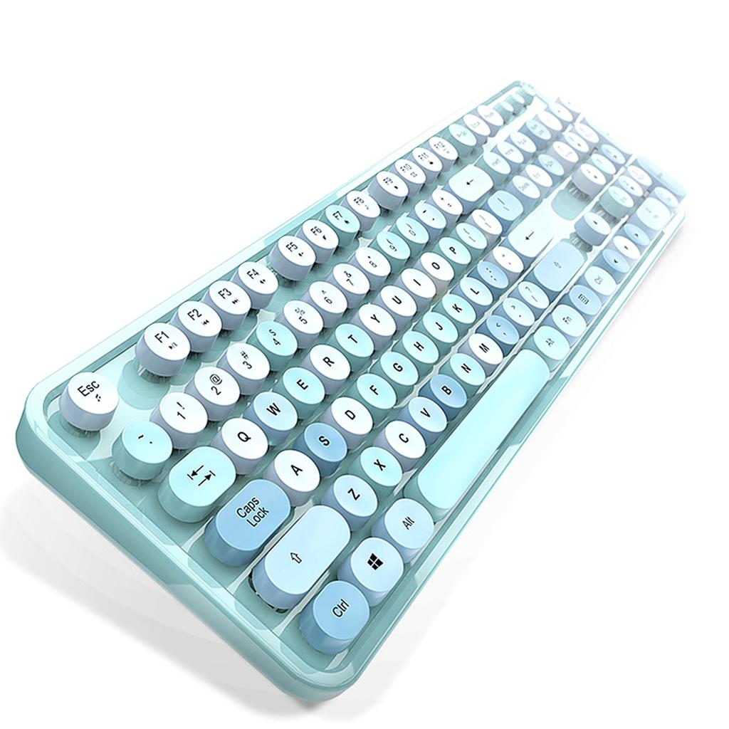 Sweet Keyboard Mouse Combo Mixed Color 2.4G Wireless Keyboard Mouse Set Circular Suspension Key for PC Laptop Light Brown