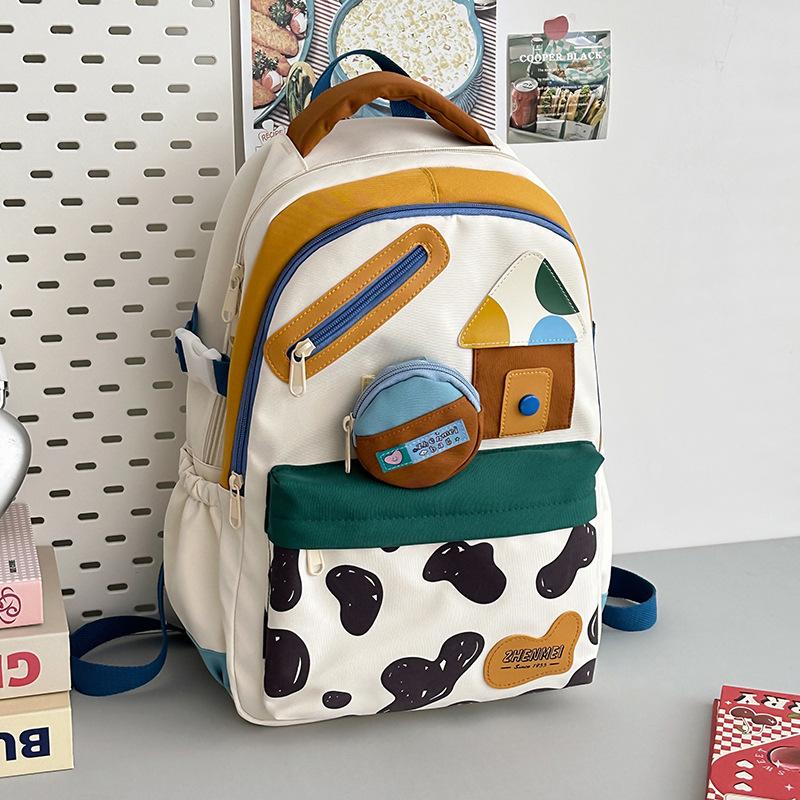 

Schoolbag Female College Student Cute Cartoon Computer Backpack Lightweight Large Capacity High School Student Backpack one size fits all белый