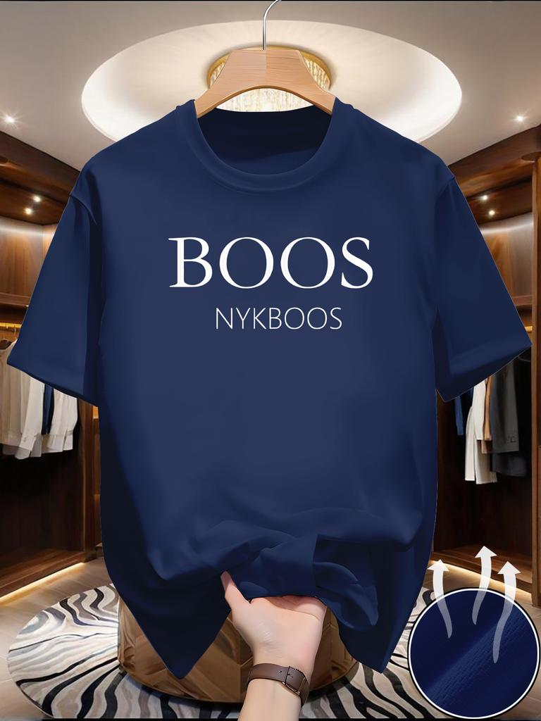 New Unisexs Trendy Short Sleeved Round Neck Tshirt with Letter Print Pattern Sporty and Comfortable Summer Casual Top