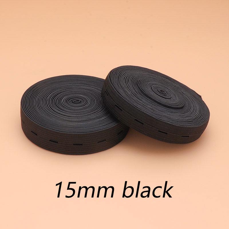 5/2Meters Elastic Sewing Bands Black White Flatback Sewing Bands with Buttonhole Knit Stretch Belt for Sewing Craft DIY Supplies