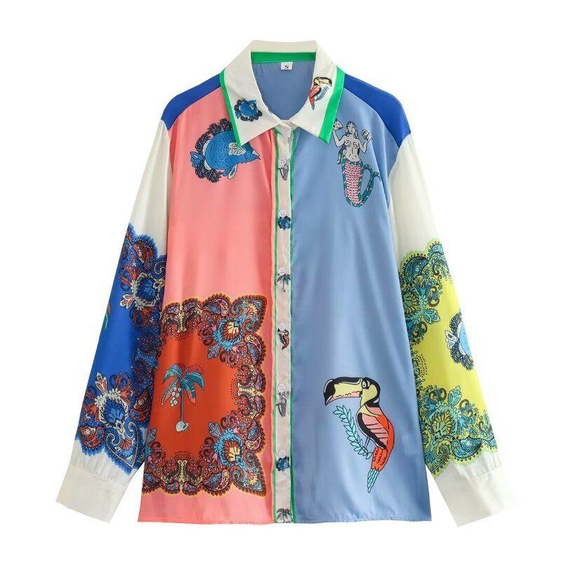 Fashion Style 2024 Summer New Arrival Women's Clothing Fashionable Temperamental All-Match Print Suit Shirt High Waist Casual Trousers