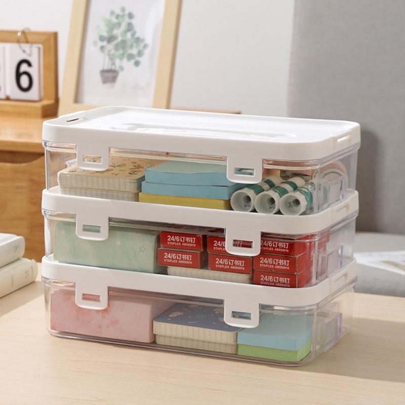 Pack of 3 Clear Organizers Container Featuring Comfortable Grips and Protective Covers Perfect for Desktop or Home Storage Applications