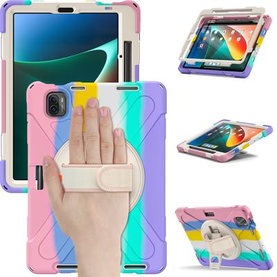 For Xiaomi Pad 5/Pad 5 Pro Case Rotary Kickstand PC+Silicone Hand Strap Tablet Cover