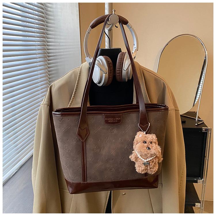 

New Fashi Commuting Shoulder Bag Women Large Capacity Tote Handle Bag Suede Comfortable and Versatile Texture Storage Bags кофейный