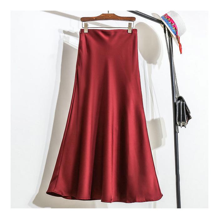 Women's Glossy Fishtail Midi Skirt - Spring 2025 Collection: Slimming, Flattering, Comfortable, and Stylish French Drape Design