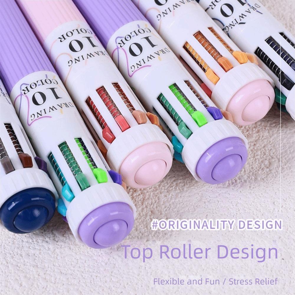 3Pcs/Box Gifts 10 Color Drawing Ballpoint Pen Retractable Colorful Colored Pens 0.8mm Multicolor Pens for Painting Study Marking