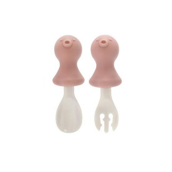Edison Baby Octopus Self-Feeding Silicone Spoon & Fork Set with Case