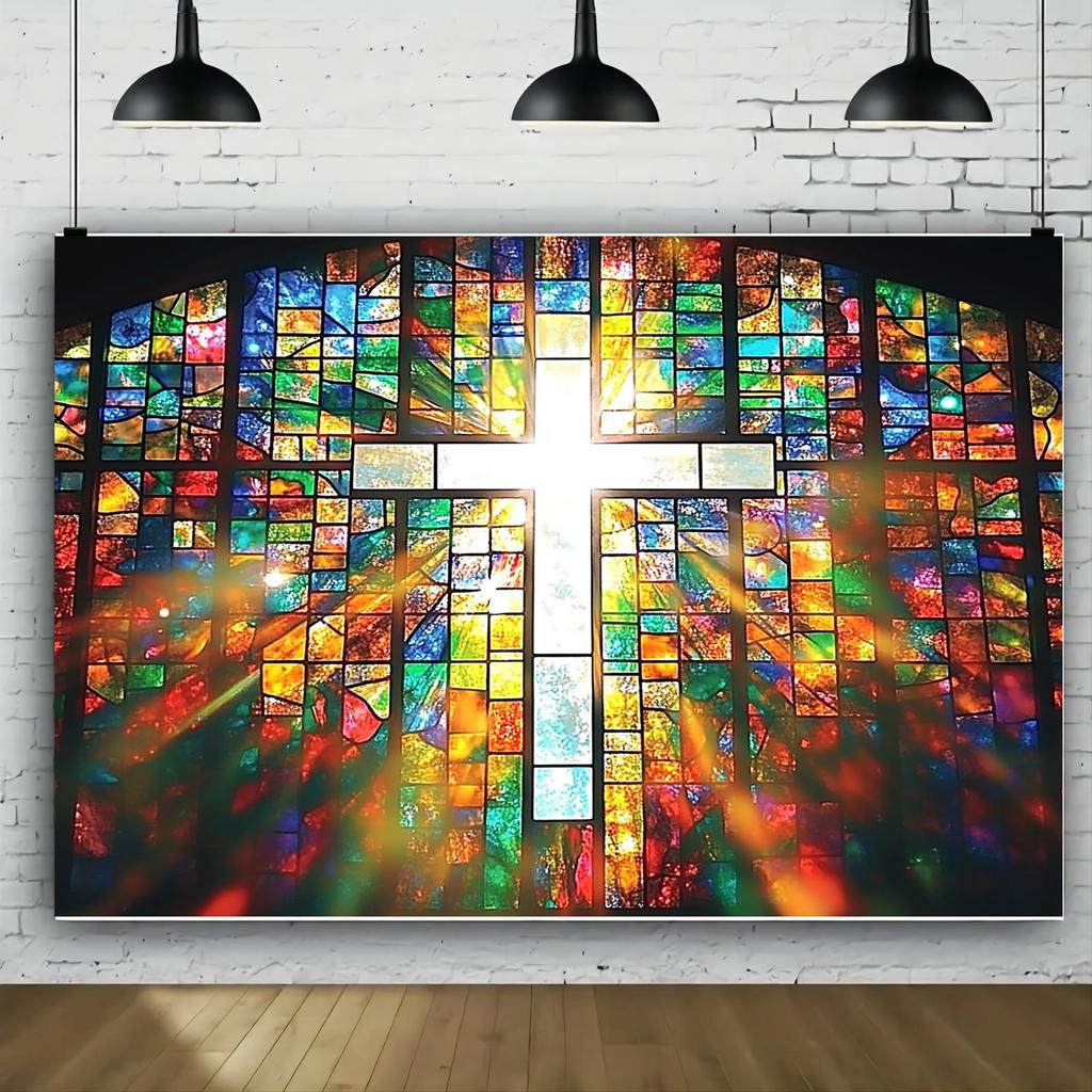A vibrant multicolored glass cross background - suitable for wedding birthday and event multi-purpose party banners.PMJ