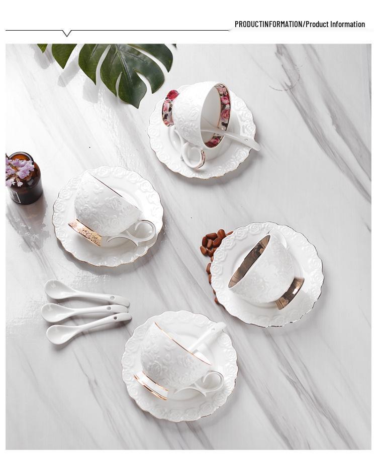 Retro European Style Ceramic Iced Americano and Latte Cup Set with Saucer