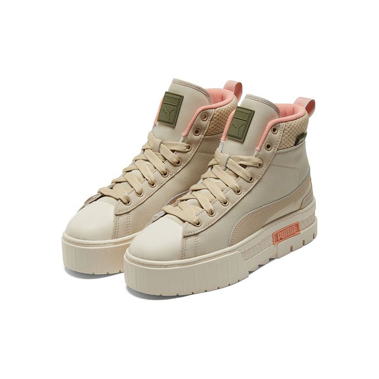 Puma Mayze Mid Safari Fabric Leather Casual High-Top Sneakers Women sneakers Off-White 383688-01