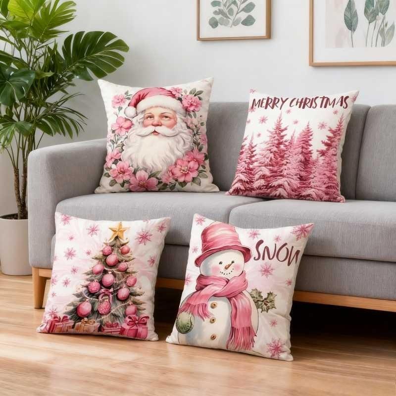 1-5PCS Festive Christmas Pillow Cover Decorative Cushion Case Holiday Sofa Accent Cover for Living Room Winter Party Home Decor