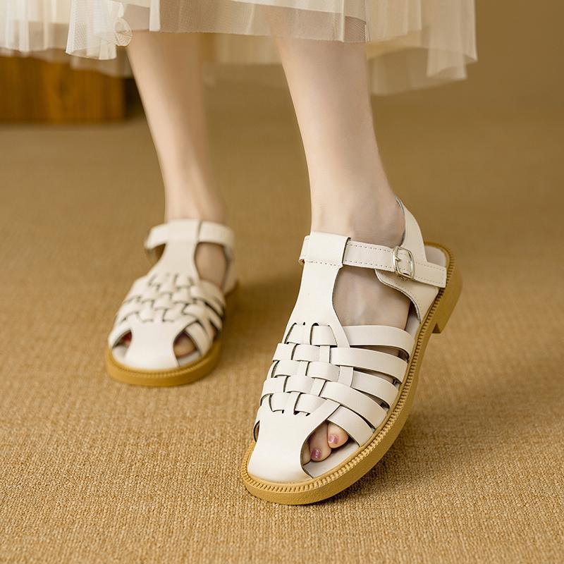 Fashion Women's Sandals 2025 Retro Cut Gladiator Style Summer Shoes Soft Braid Peeping Toes Women's Outdoor Sandals Platform Sandals