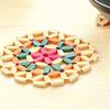 1pc Decorative Wooden Trivet - Heat-Resistant, Hollow Pattern Insulation Pad for Hot Dishes, Pot, Bowl & Cups Table Protector