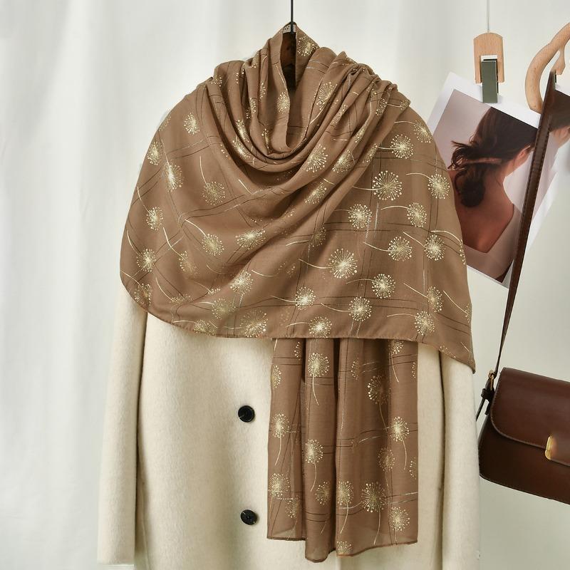 Spring and Autumn bronzing dandelion monochrome scarf women's models go out to travel and take pictures, good-looking fashion atmosphere shawl