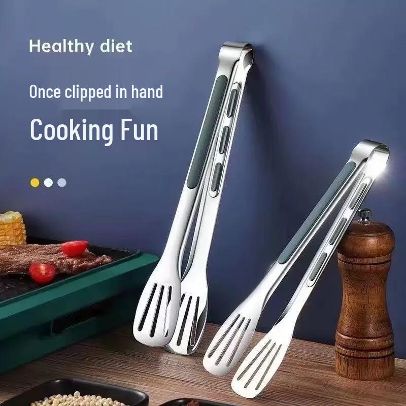 Anti-Scald Green Handle Food Tongs