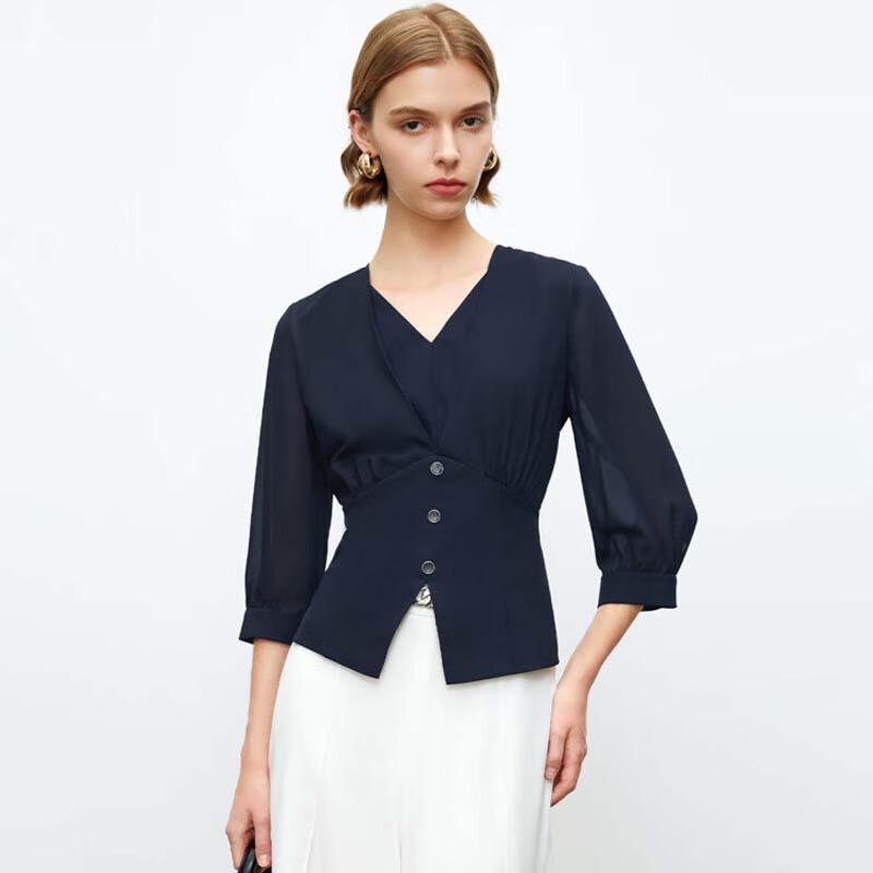 JESSIE Elegant V-Neck Slim Fit Seven-Sleeve Top