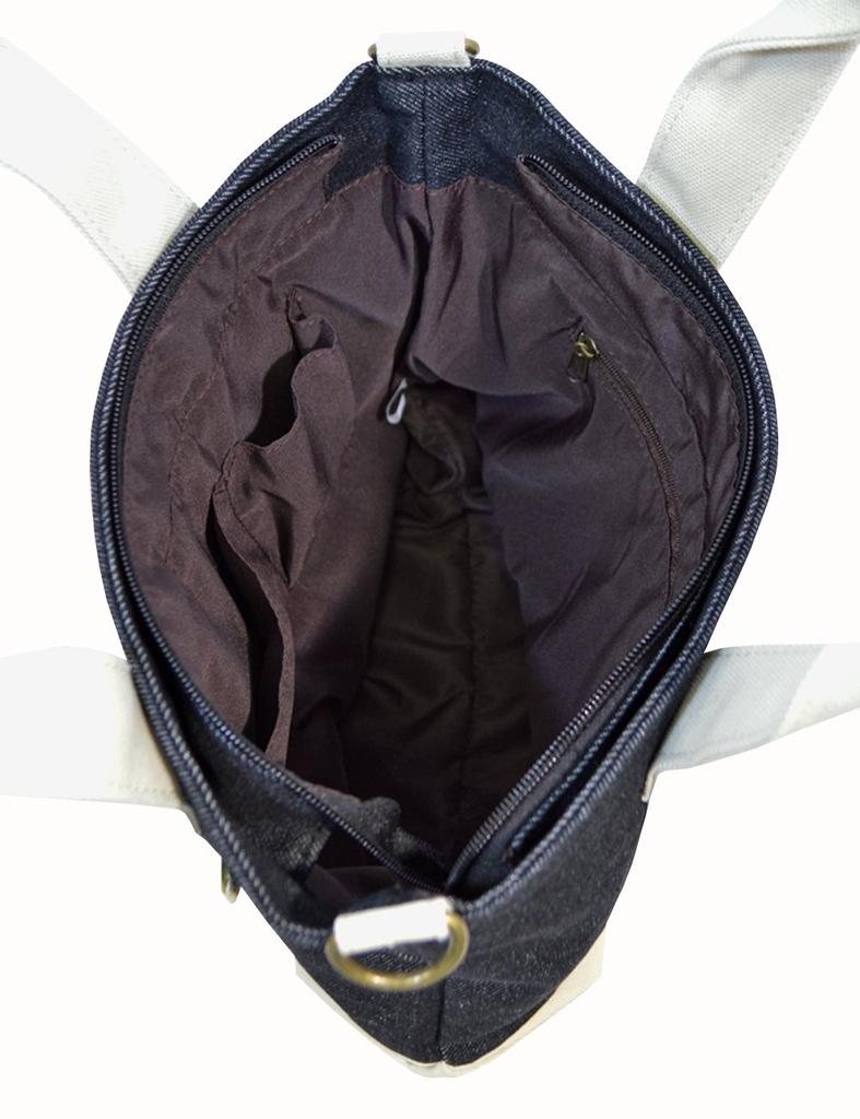 Plex Canvas Tote Size Denim Black x Ivory 2-Way Bag, S, SFA-0117S,