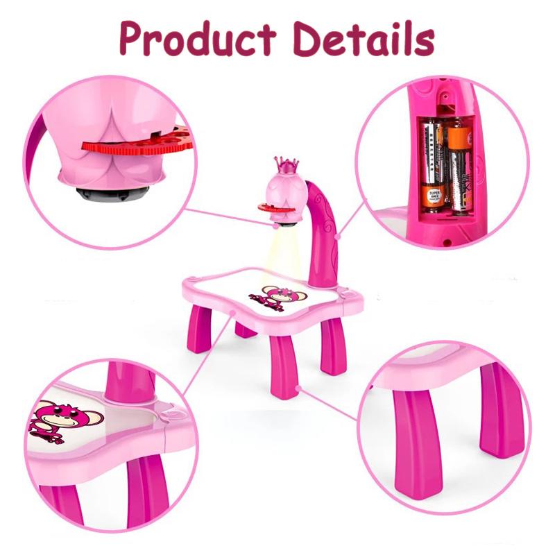 Kids Early Education Led Projector Drawing Table Toys Children Arts Painting Board Desk Mini Doodle Whiteboard Girl Gifts