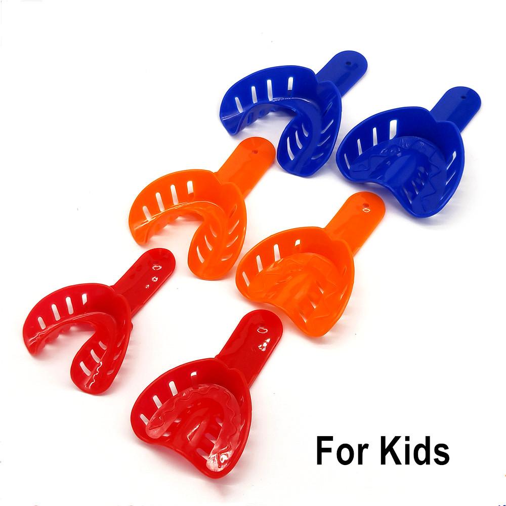 12ks/sada dentální otiskovací misky Plastové dentální centrální zásobní materiály Držák zubů Nástroje pro péči o ústní dutinu pro dospělé a děti