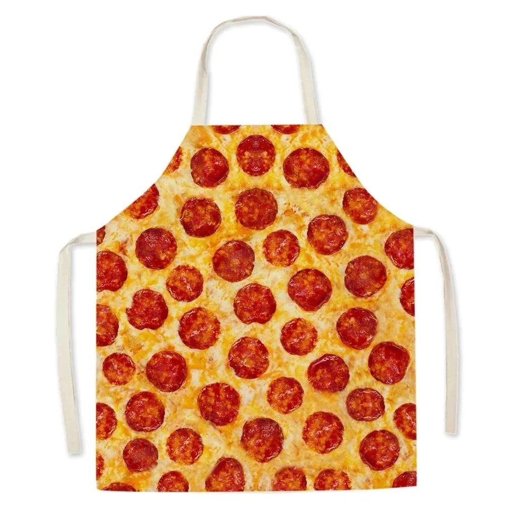 Cute Gourmet Burger Fries Pizza Pattern Kitchen Cooking Apron Men's Sleeveless Women's Cooking Baking Bib