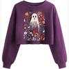 Women's Crop Sweatshirt Fall Halloween Long Sleeve Pullover Sweatshirt
