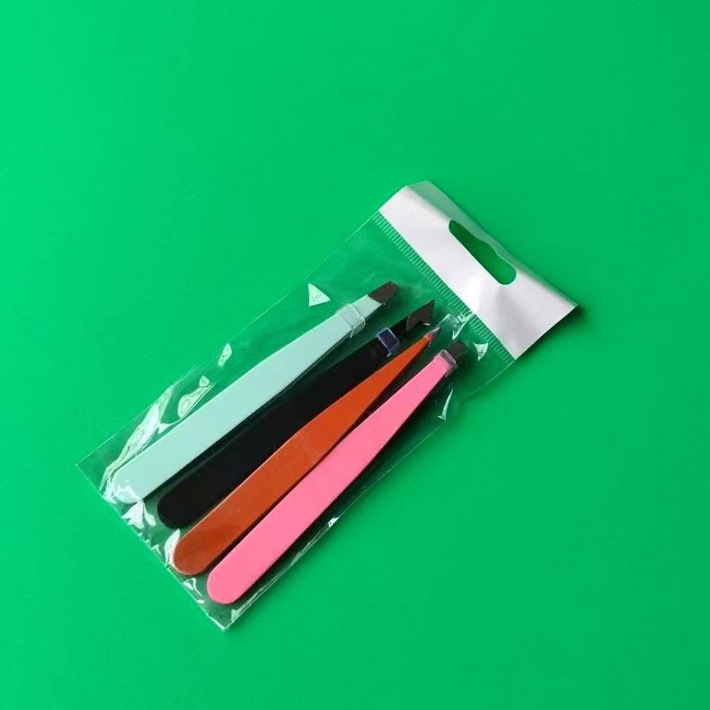 Stainless Steel Eyebrow & Beard Trimming Tweezers with False Eyelash Applicator