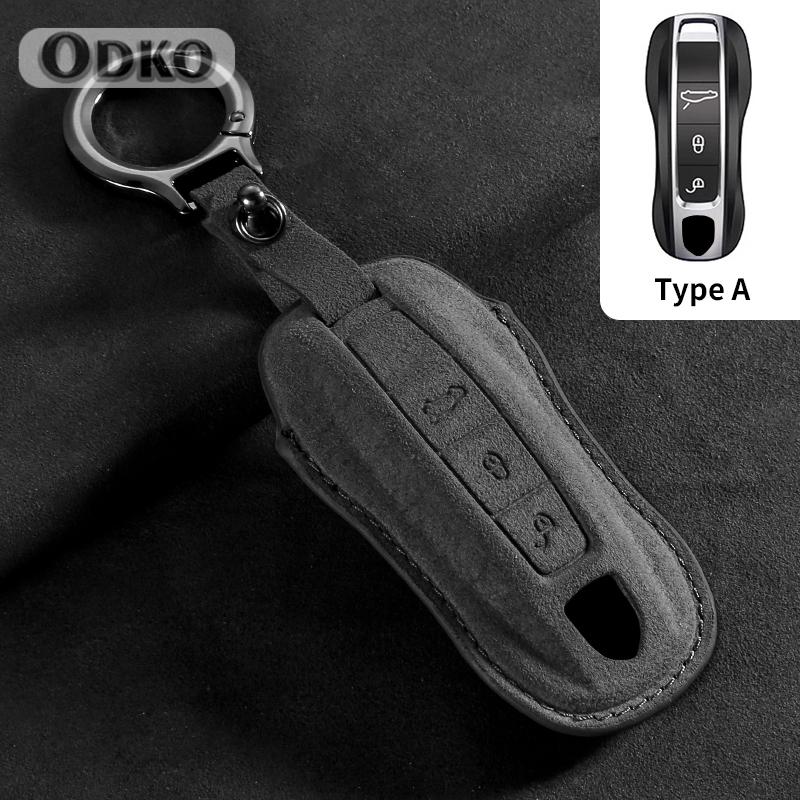 3 Tasten Leder Auto Schlüsselhülle Abdeckung für Porsche Panamera Cayenne 971 911 9YA Macan Boxster Auto Schlüssel Schale Fob Halter Schlüsselanhänger