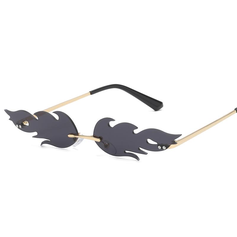 New fashion trend flame sunglasses men's and women's metal frameless street sunglasses European and American narrow-edge glasses S