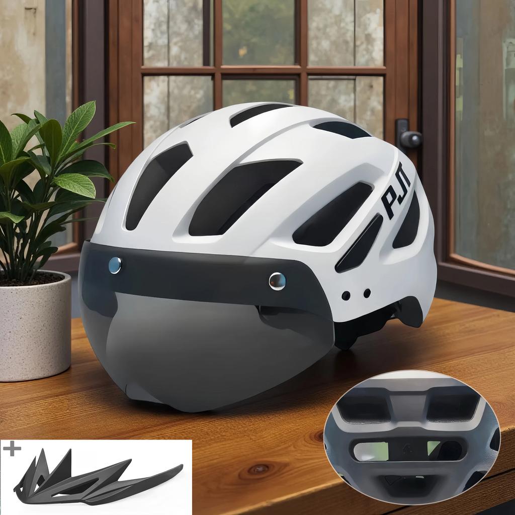Kask Rowerowy Pjt Z Goglami Przeciwsłonecznymi Męski Daszek Przeciwsłoneczny Kask Rowerowy Okulary Przeciwsłoneczne Kask Rowerowy Szosowy Mtb Kask Rowerowy Sportowy Z Goglami E-Bike