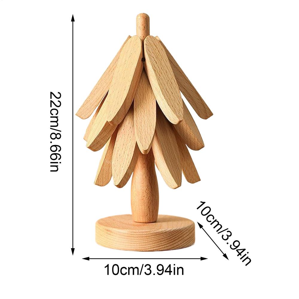 Wooden Trivets For Hot Dishes Insulation Pad Tree Shape Trivet Set Coaster For Teapot Hot Pots Halloween Christmas Gift