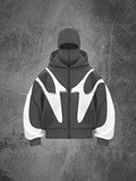 2025 American Trendy Double-Hooded Bandit Zip-Up Cardigan Sweatshirt - Couple Style, Windproof, High Street Outerwear.
