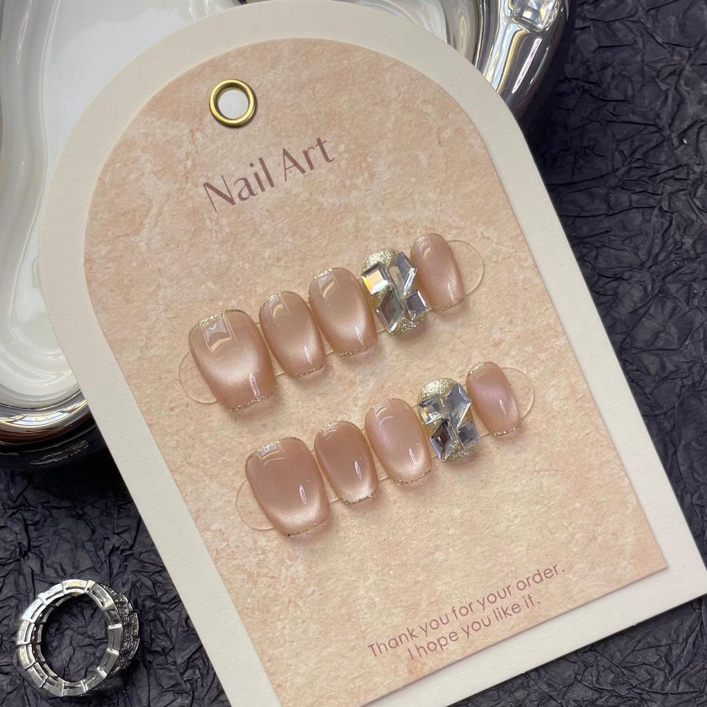 10pcs/set Purely Handmade Wearable Nails Removable Nail Art French Simple False Nails Finished Long and Short Nails