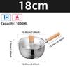 Stainless Steel Snow Flat Pan Japanese Style Wooden Handle Milk Pan Uncoated Household Baby Food Supplement Pot Instant Noodles