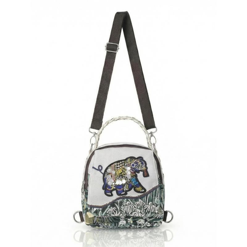 Embroidered Elephant Bag - Crossbody Shoulder Bag, Casual Commuting Multi-purpose Backpack слоновая кость