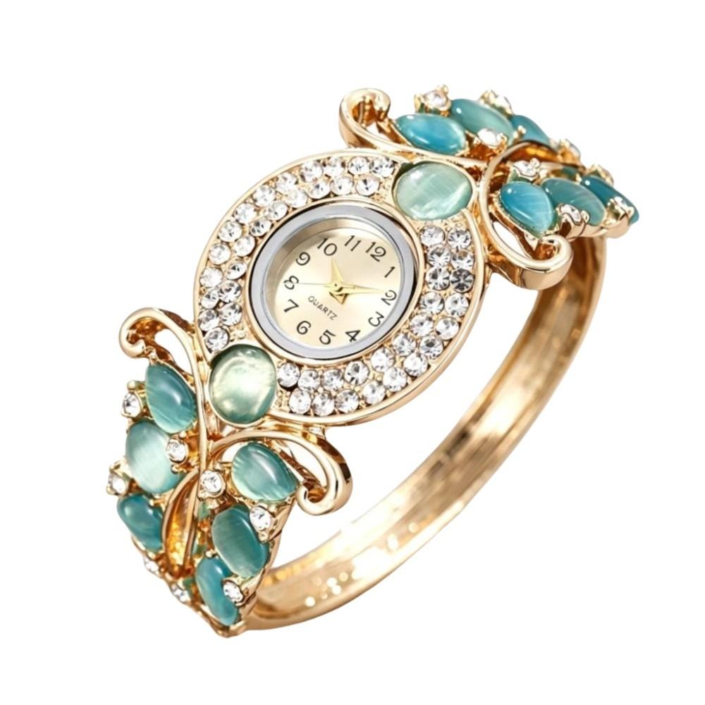 Round Dial Ladies Wristwatch Rhinestone Bracelet Bracelet Watch Vintage Watch Elegant Wear