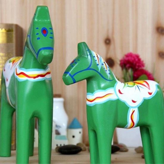 Figurina Cavallo di Troia Dala Dipinta a Mano Statua Cavallo in Legno Massiccio Decorativa Rustica